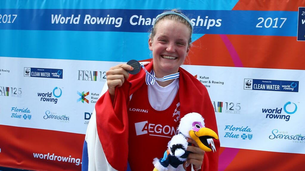 Marieke Keijser, Netherlands, silver, Lightweight Women's Single Sculls, A-Final, 2017 World Rowing Championships, Sarasota-Bradenton, USA